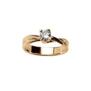 Bague croisée en vermeil avec solitaire blanc 4 griffes - Vue 1