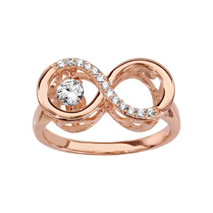 Bague Dancing Stone en argent et dorure rose motif infini orné oxydes blancs - Vue 1