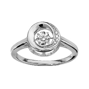Bague Dancing Stone en argent rhodié cercle et oxydes blancs - Vue 1