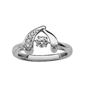 Bague Dancing Stone en argent rhodié forme circonflexe et oxydes blancs - Vue 1