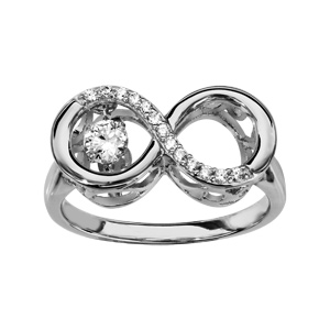 Bague Dancing Stone en argent rhodié infini et oxydes blancs - Vue 1