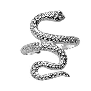 Bague de doigt de pied en argent serpent piqué - Vue 1
