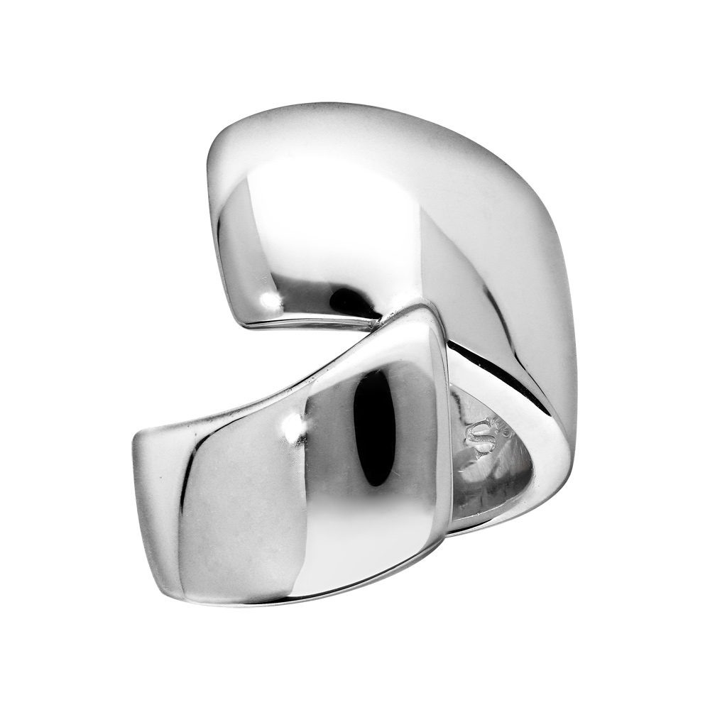 Bague Elix�s en argent massif rhodi� 2 rubans superpos�s - Vue 1