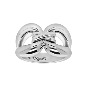 Bague Elixs en argent rhodi nud double lien - Vue 1