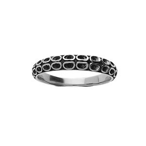 Bague en acier anneau noir avec motifs - Vue 1