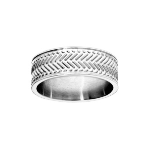 Bague en acier avec motif epis - Vue 1