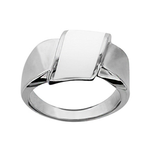 Bague en acier avec ruban en résine blanche - Vue 1