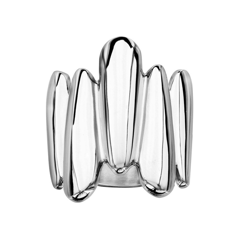 Bague en acier 5 baguettes stylis�es - Vue 1