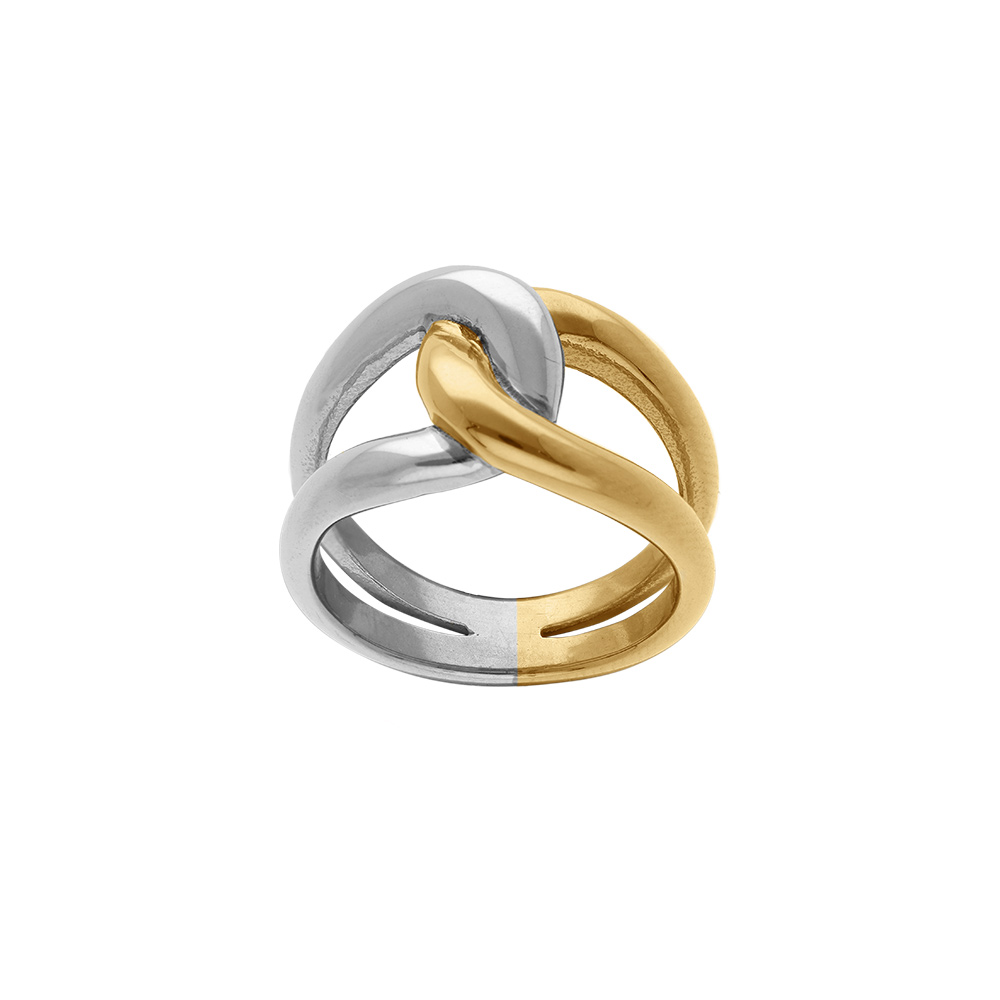 Bague en acier bicolore entrelac�e - Vue 1
