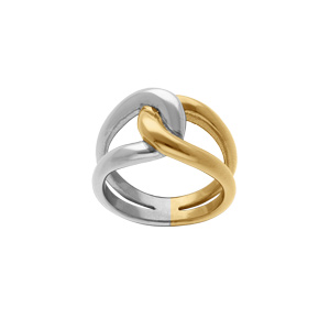 Bague en acier bicolore entrelacée - Vue 1