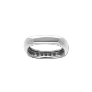 Bague en acier demi jonc rectangulaire - Vue 1
