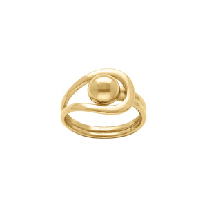 Bague en acier dor avec boule - Vue 1