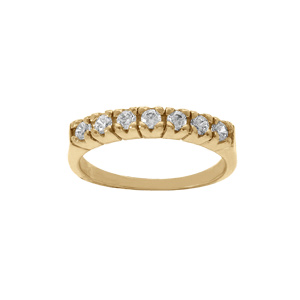 Bague en acier doré avec rail d\'oxydes blancs sertis - Vue 1