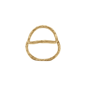 Bague en acier doré, cercle martelé - Vue 1