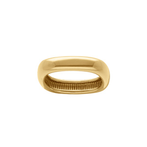 Bague en acier dor demi jonc rectangulaire - Vue 1
