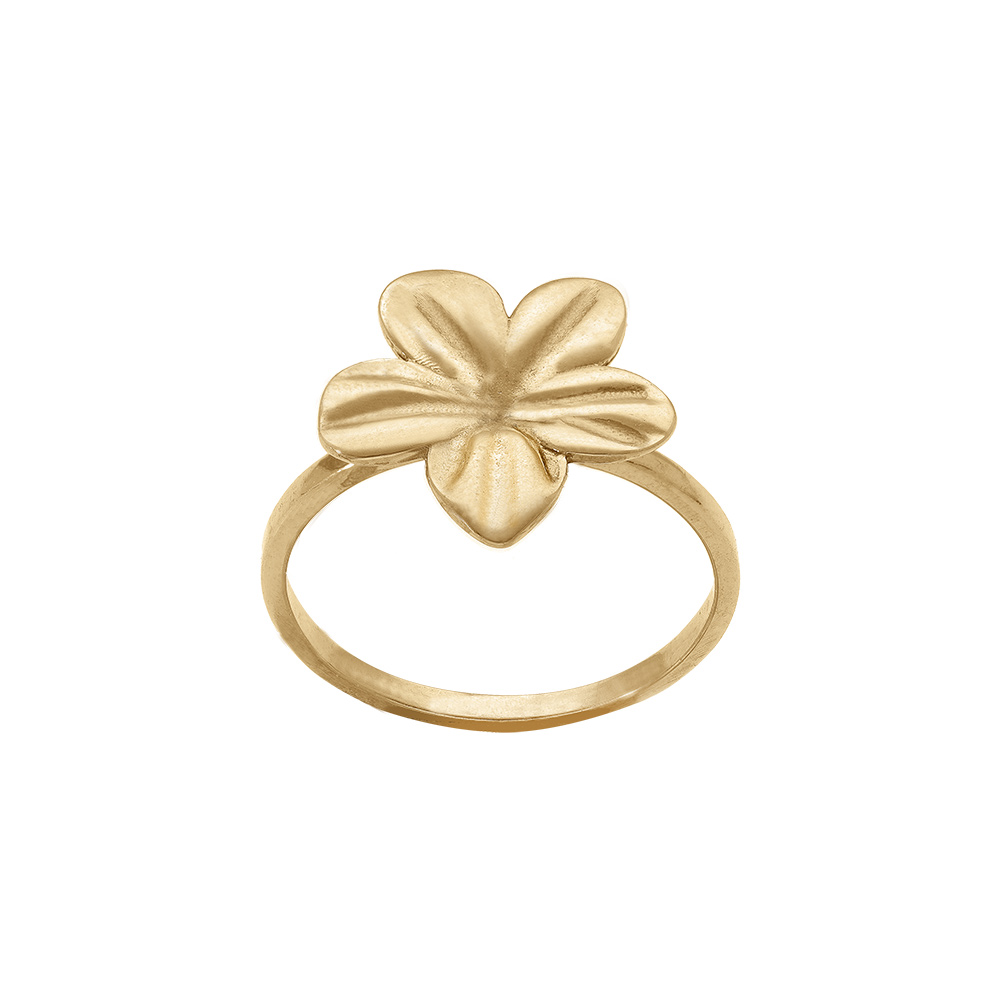 Bague en acier dor� fleur 16mm - Vue 1