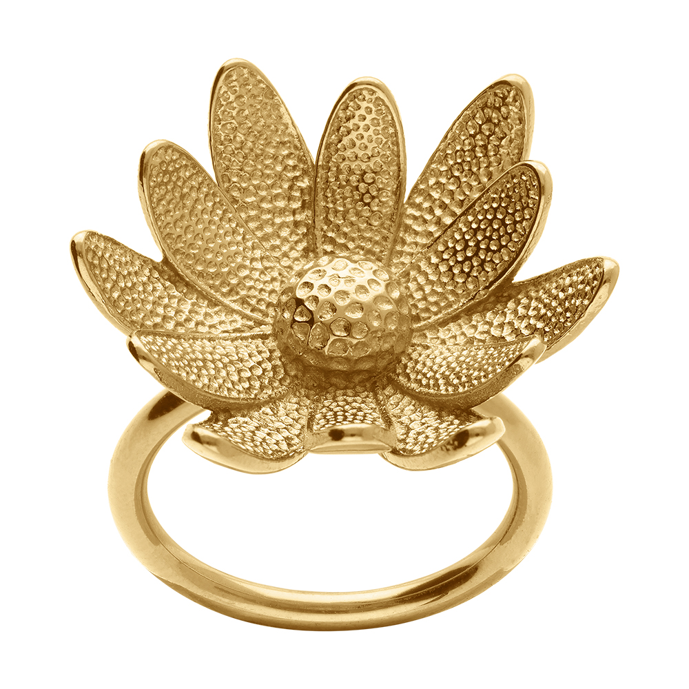 Bague en acier dor� fleur - diam�tre 23cm - Vue 1