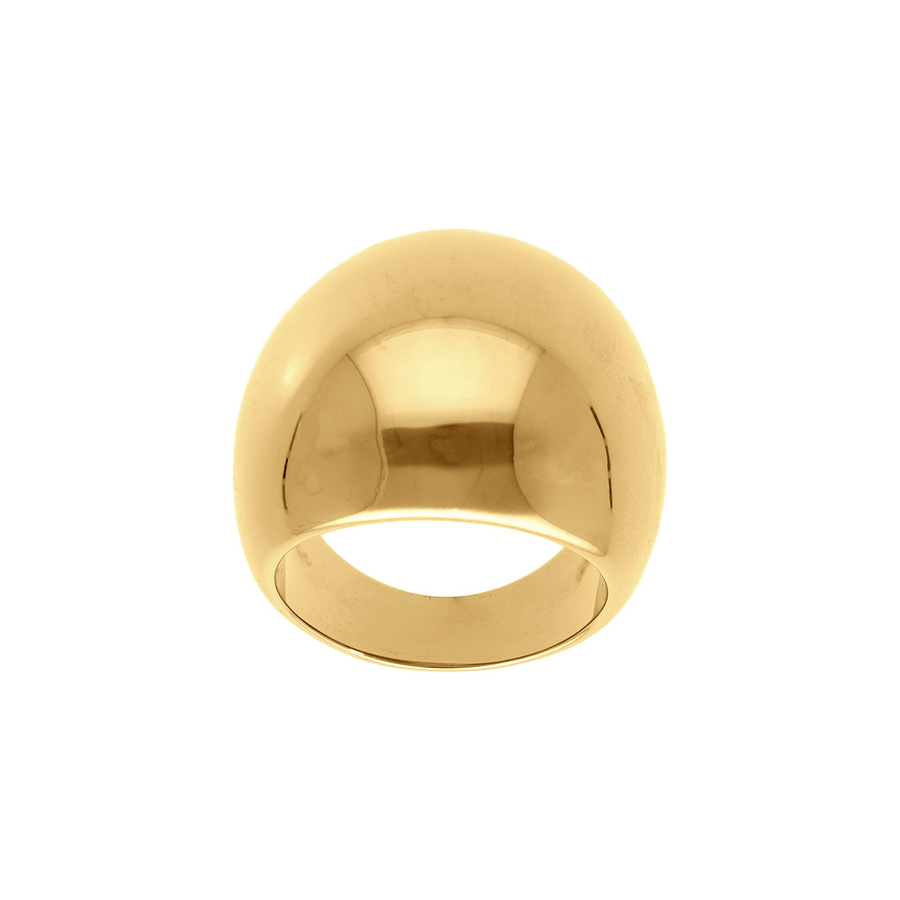 Bague en acier dor� gros jonc lisse et bomb� - Vue 1