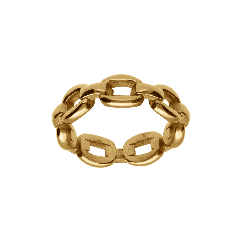 Bague en acier dor jaune mailles entrelaces - Vue 1