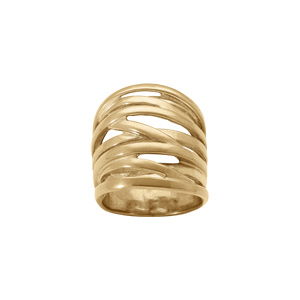 Bague en acier doré large et ajourée - Vue 1