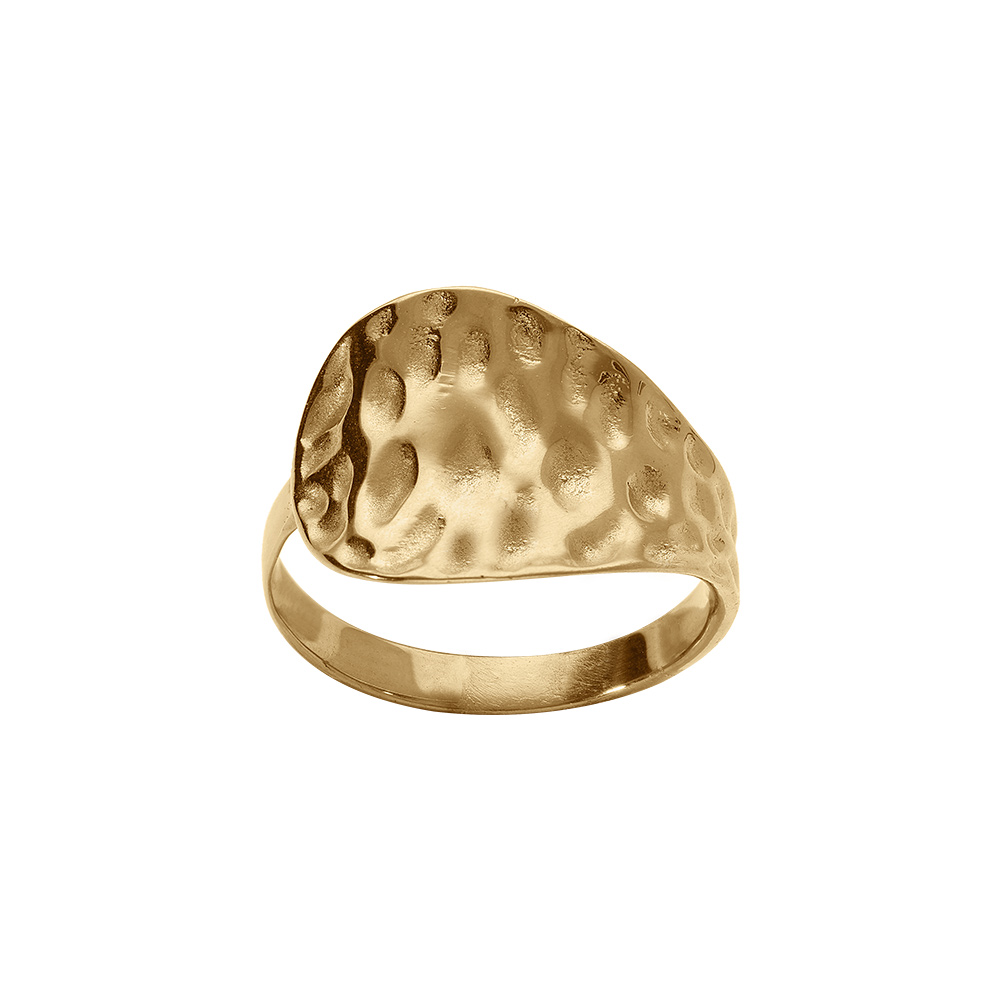 Bague en acier dor� martel�e - Vue 1