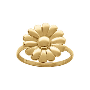Bague en acier doré motif fleur 16mm - Vue 1