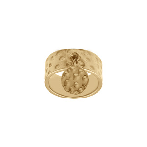 Bague en acier doré pampille martelée - Vue 1