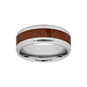 Bague en acier et bois fon - Vue 1