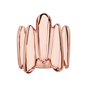 Bague en acier et PVD rose 5 baguettes stylisées - Vue 1