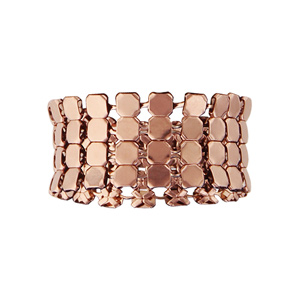 Bague en acier et PVD rose cotte de maille à pastilles rondes souple - Vue 1