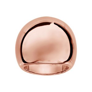 Bague en acier et PVD rose gros jonc bombé lisse - Vue 1