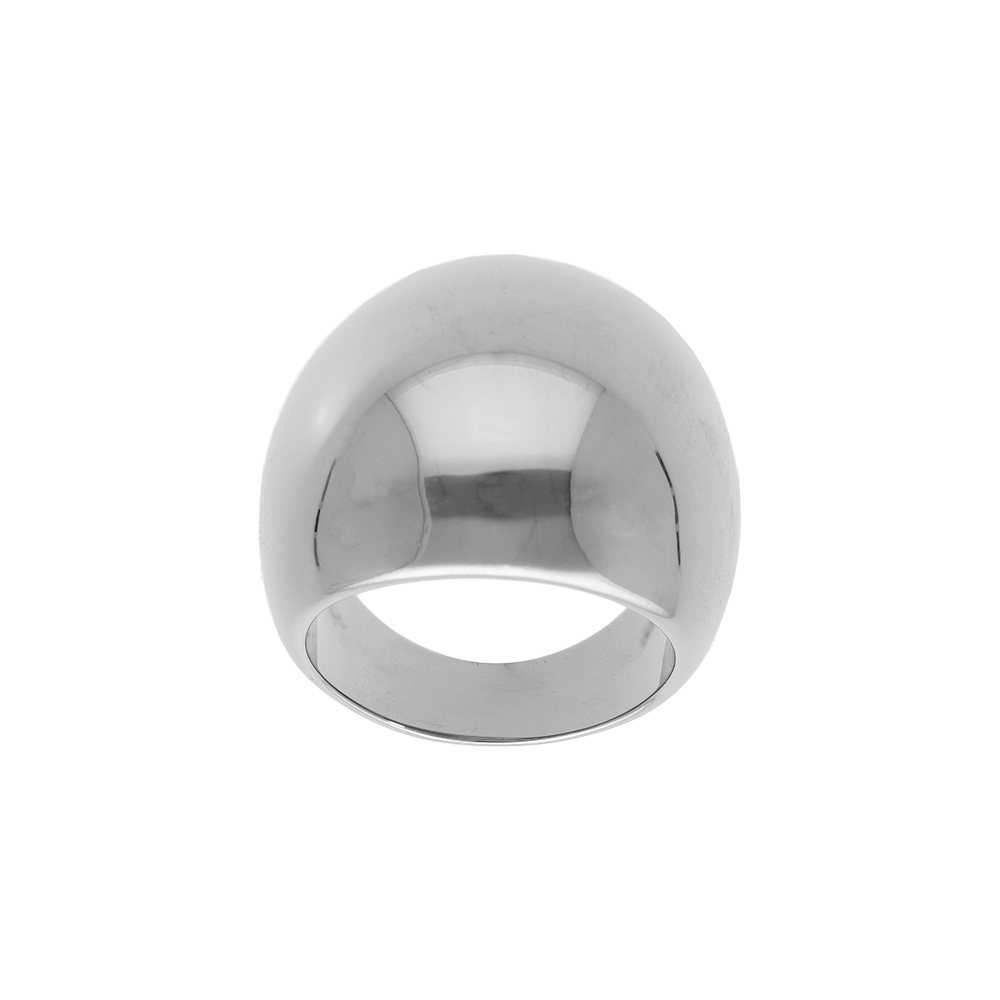 Bague en acier gros jonc bomb� lisse - Vue 1