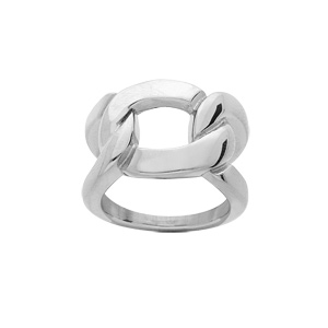 Bague en acier grosse maille lisse - Vue 1