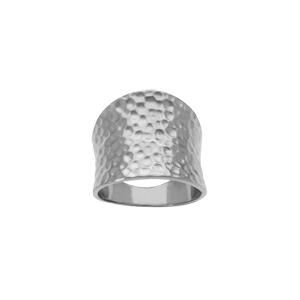 Bague en acier large martelée - Vue 1