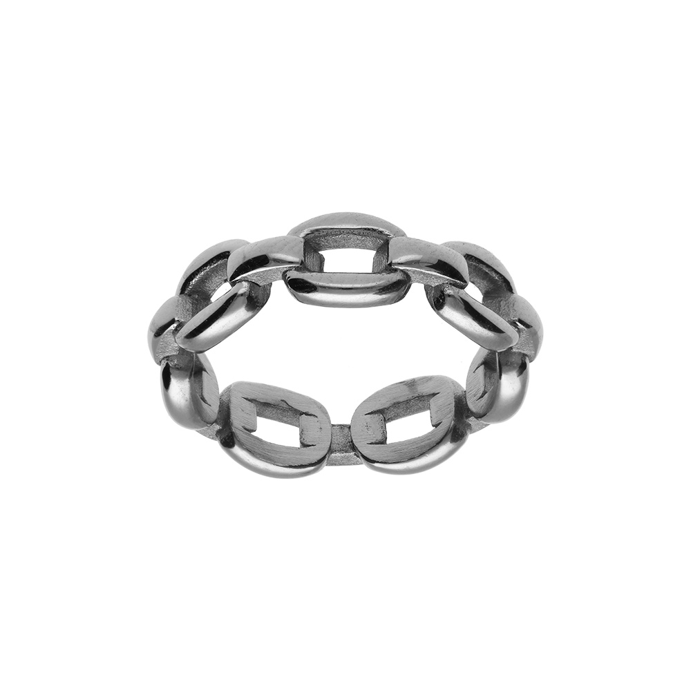 Bague en acier mailles entrelaces - Vue 1