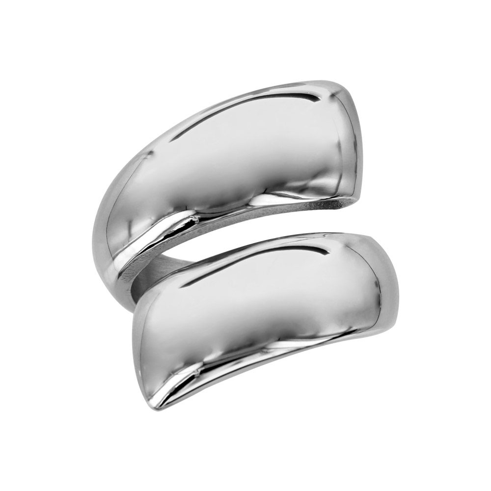 Bague en acier motif enroul� sur le doigt - Vue 1