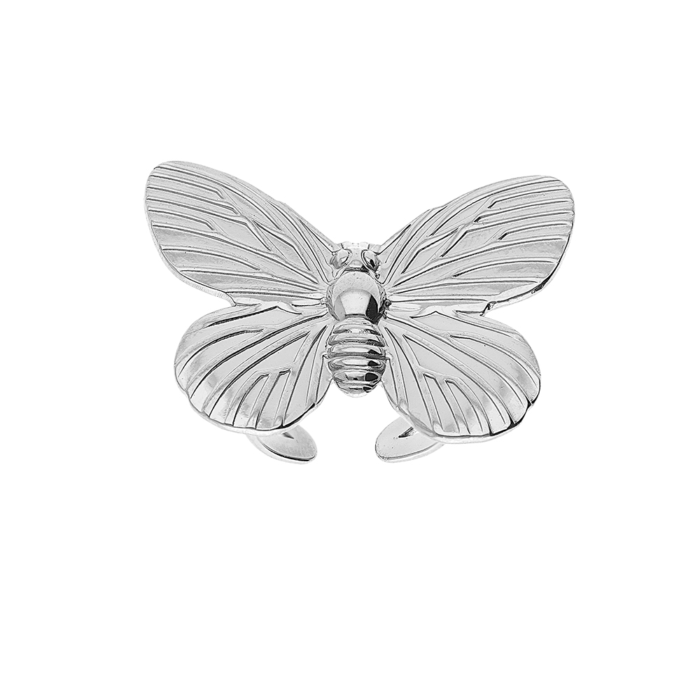 Bague en acier motif papillon - r�glable - Vue 1