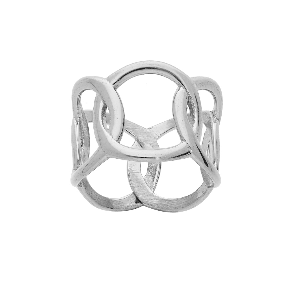 Bague en acier multi cercles entrelac�s - Vue 1