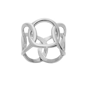 Bague en acier multi cercles entrelacs - Vue 1