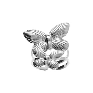 Bague en acier papillon double -réglable - Vue 1