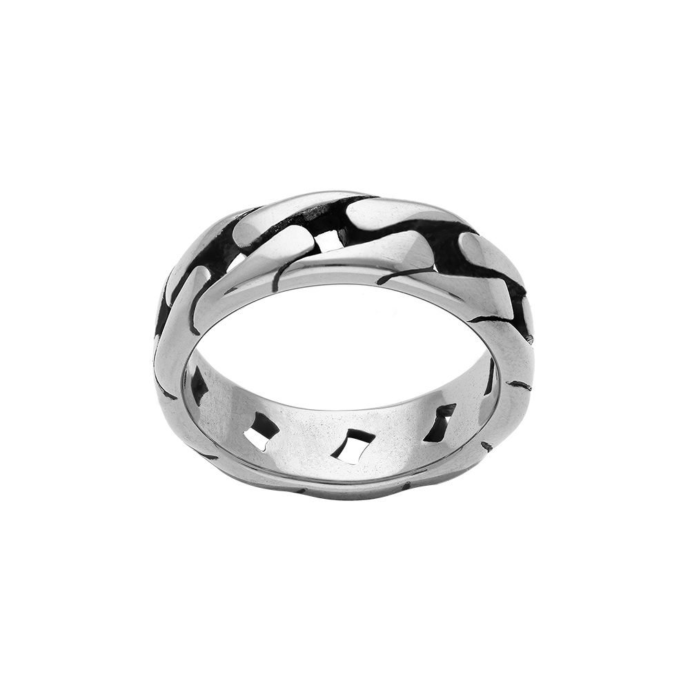 Bague en acier patin� forme maille 6mm - Vue 1