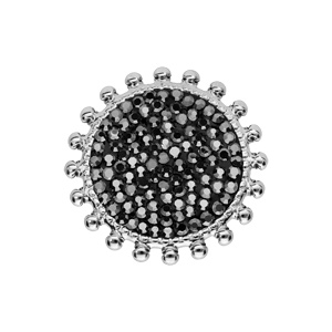 Bague en acier ronde avec Marcassite noire réglable - Vue 1