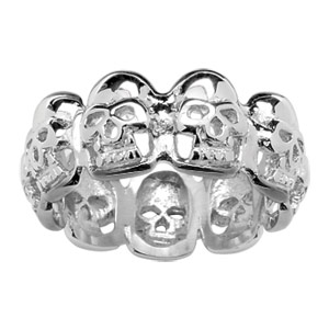 Bague en acier tour en têted de mort - Vue 1