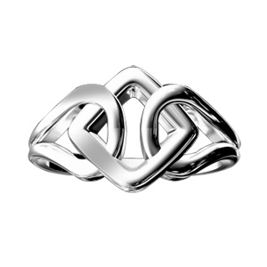 Bague en argent 2 boucles et 1 losange emmaillés - Vue 1