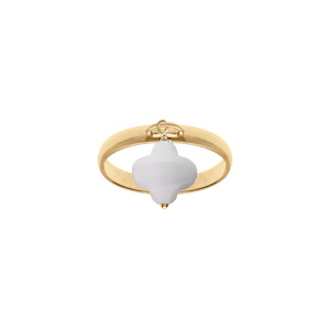 Bague en argent doré avec trèfle en verre facetté blanc - Vue 1