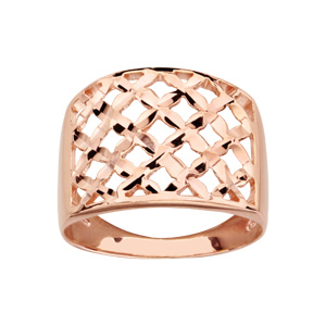 Bague en argent et dorure rose quadrillage carré - Vue 1