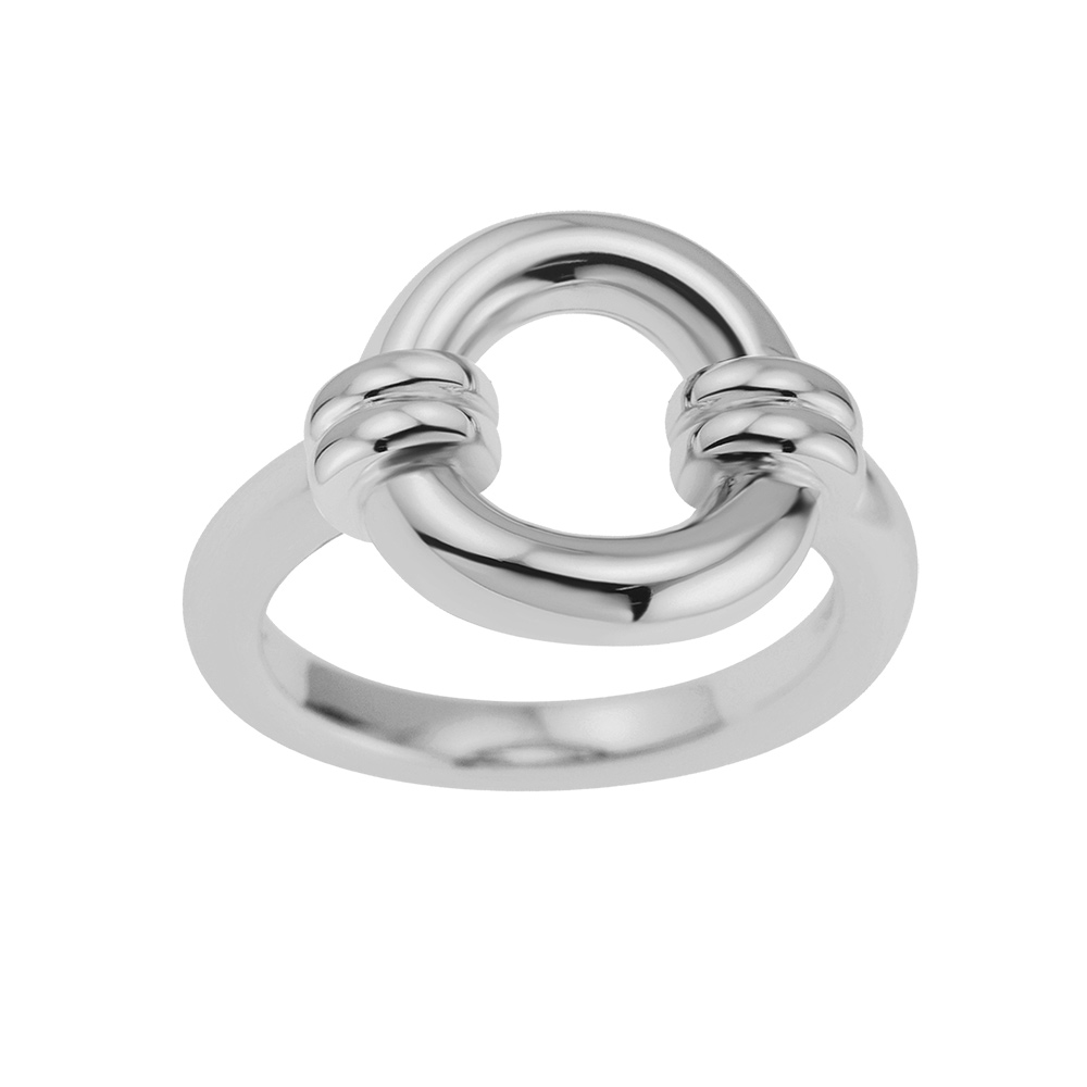 Bague en argent massif rhodi� type bou�e - Vue 1