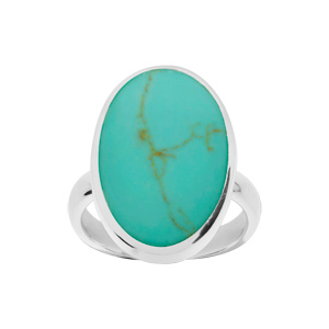 Bague en argent ovale avec Turquoise reconstitue - Vue 1