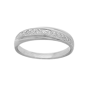 Bague en argent platin avec ruben d\'oxydes blancs sertis grande taille - Vue 1