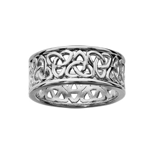 Bague en argent rhodi anneau ajour motif celtique - Vue 1